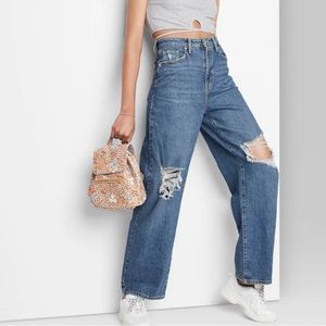 Super High-Rise Distressed Baggy Jean